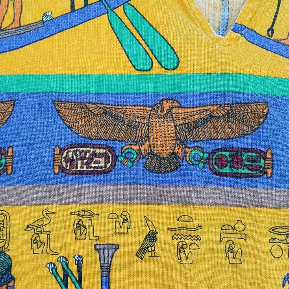 Vintage Egyptian Pharaonic All Over Print Tunic Top 80s 90s Made USA Unisex - Picture 8 of 8